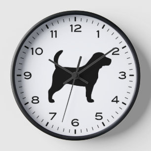 Beagle-hondensilhouet met nummers en minuten