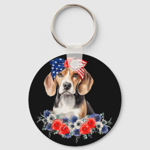 Beagle-hondensjaal Amerikaanse vlag 4 juli Sleutelhanger