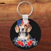 Beagle-hondensjaal Amerikaanse vlag 4 juli Sleutelhanger (Voorkant)