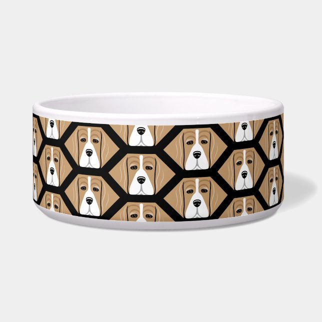 Beagle Honeycomb Pattern Dog Dish Voerbakje (Links)