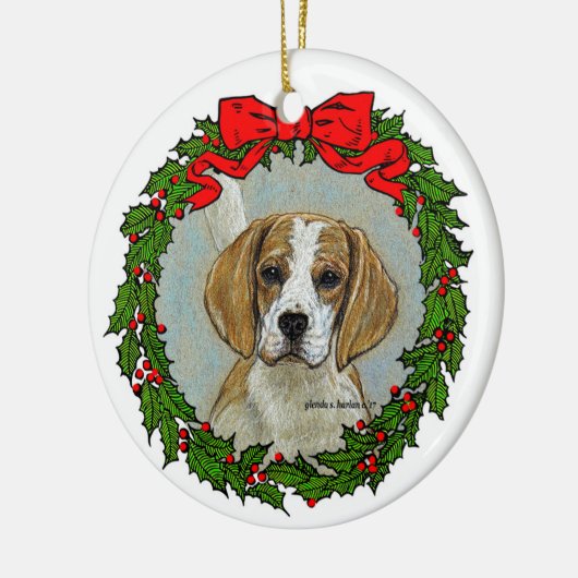 Beagle Hound Art Keramisch Ornament (Links)