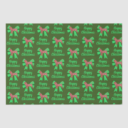 Beagle Hound Christmas Dog & Bow Green Tissue Tissuepapier (Voorkant)