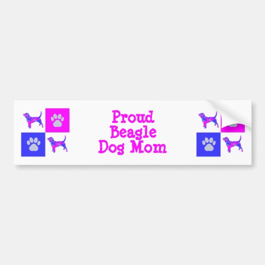 Beagle Hound Cute Dog & Paw P&B Best Mam Bumpersticker (Voorkant)
