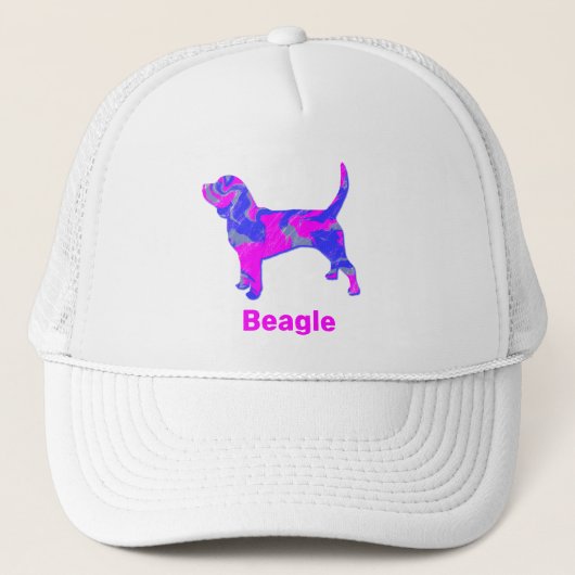 Beagle Hound Dog Cute Pink Silhouette Custom Trucker Pet (Voorkant)