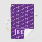 Beagle Hound Dog Paarse Silhouet Monogram Golfhanddoek (Insitu)