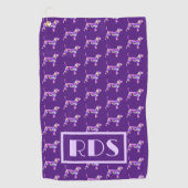 Beagle Hound Dog Paarse Silhouet Monogram Golfhanddoek (Voorkant)