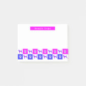 Beagle Hound Dog & Paw Hot Pink & Blue Post-it® Notes (Voorkant)