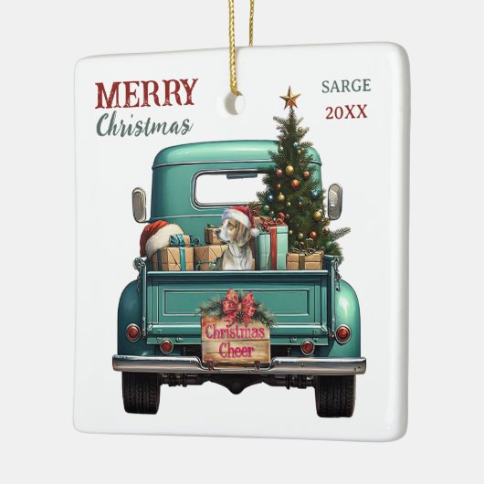 Beagle Hound Dog Retro Truck Kerstmis Keramisch Ornament (Links)