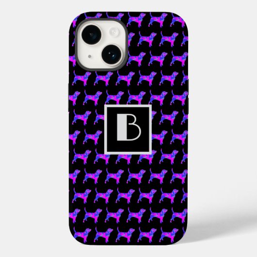 Beagle Hound Dog Roze Blu Silhouet Mono Zwart Case-Mate iPhone Case (Achterkant)