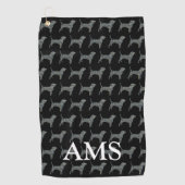Beagle Hound Dog Schattige Silhouette Y&B Grid Zwa Golfhanddoek (Voorkant)