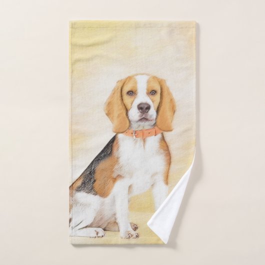 Beagle Hound Dog Schilderij Originele dierlijke ku Bad Handdoek (Handdoek)