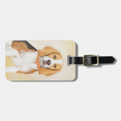 Beagle Hound Dog Schilderij Originele dierlijke ku Bagagelabel (Voorkant horizontaal)