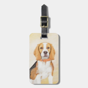 Beagle Hound Dog Schilderij Originele dierlijke ku Bagagelabel