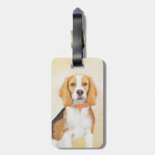 Beagle Hound Dog Schilderij Originele dierlijke ku Bagagelabel (Achterkant verticaal)