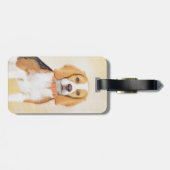 Beagle Hound Dog Schilderij Originele dierlijke ku Bagagelabel (Achterkant horizontaal)