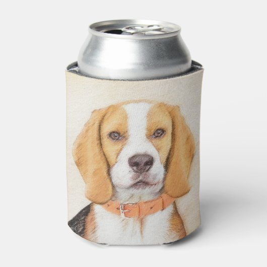 Beagle Hound Dog Schilderij Originele dierlijke ku Blikjeskoeler (Blikje Voorkant)