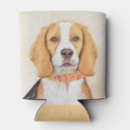 Beagle Hound Dog Schilderij Originele dierlijke ku Blikjeskoeler (Achterkant)