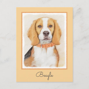 Beagle Hound Dog Schilderij Originele dierlijke ku Briefkaart