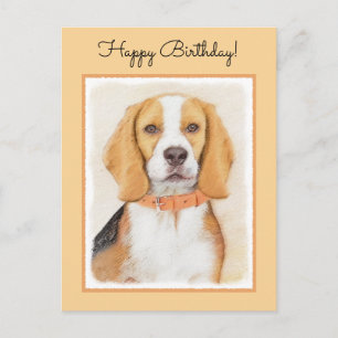 Beagle Hound Dog Schilderij Originele dierlijke ku Briefkaart