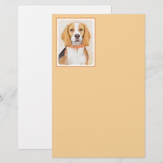 Beagle Hound Dog Schilderij Originele dierlijke ku Briefpapier (Voorkant / Achterkant)