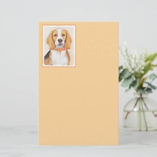 Beagle Hound Dog Schilderij Originele dierlijke ku Briefpapier (Staand voorkant)