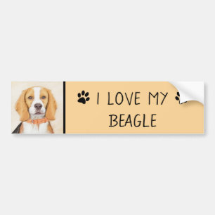 Beagle Hound Dog Schilderij Originele dierlijke ku Bumpersticker