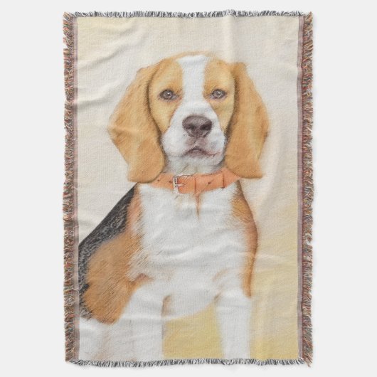 Beagle Hound Dog Schilderij Originele dierlijke ku Deken (Voorkant Verticaal)