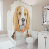 Beagle Hound Dog Schilderij Originele dierlijke ku Douchegordijn (In situ)