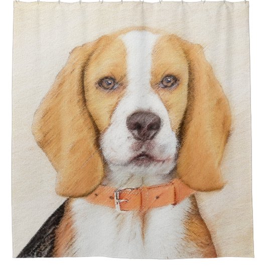 Beagle Hound Dog Schilderij Originele dierlijke ku Douchegordijn (Voorkant)