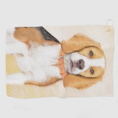 Beagle Hound Dog Schilderij Originele dierlijke ku Golfhanddoek (Horizontaal)