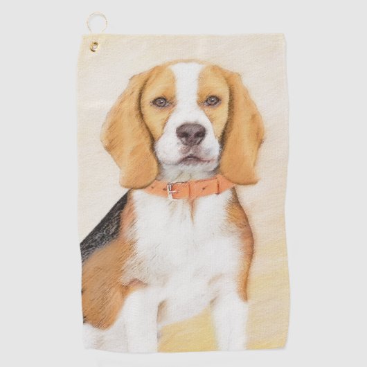 Beagle Hound Dog Schilderij Originele dierlijke ku Golfhanddoek (Voorkant)
