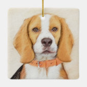 Beagle Hound Dog Schilderij Originele dierlijke ku Keramisch Ornament (Achterkant)