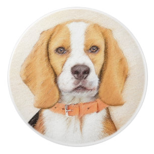 Beagle Hound Dog Schilderij Originele dierlijke ku Keramische Knop