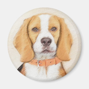 Beagle Hound Dog Schilderij Originele dierlijke ku Magneet