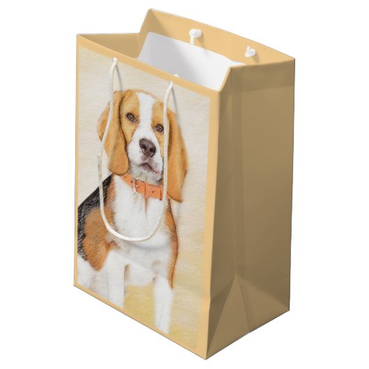 Beagle Hound Dog Schilderij Originele dierlijke ku Medium Cadeauzakje (Achterkant Gekanteld)