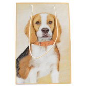 Beagle Hound Dog Schilderij Originele dierlijke ku Medium Cadeauzakje (Voorkant)