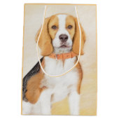 Beagle Hound Dog Schilderij Originele dierlijke ku Medium Cadeauzakje (Achterkant)