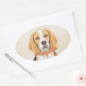 Beagle Hound Dog Schilderij Originele dierlijke ku Ovale Sticker (Envelop)