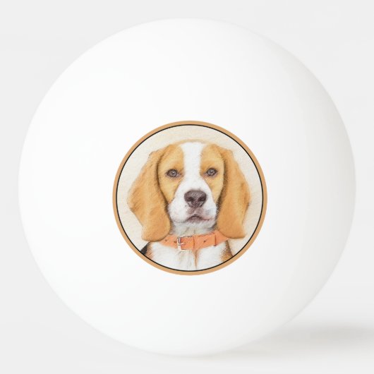 Beagle Hound Dog Schilderij Originele dierlijke ku Pingpongbal (Voorkant)