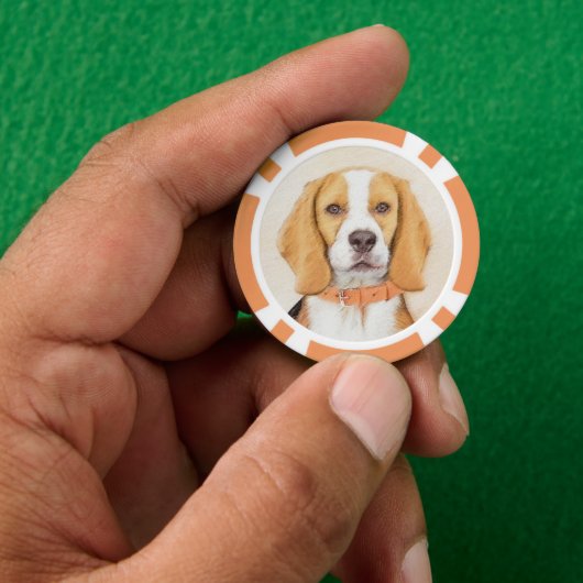 Beagle Hound Dog Schilderij Originele dierlijke ku Poker Chips (Hand)