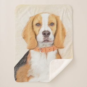 Beagle Hound Dog Schilderij Originele dierlijke ku Sherpa Deken