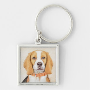 Beagle Hound Dog Schilderij Originele dierlijke ku Sleutelhanger
