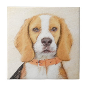 Beagle Hound Dog Schilderij Originele dierlijke ku Tegeltje