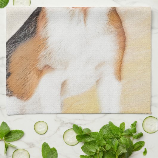 Beagle Hound Dog Schilderij Originele dierlijke ku Theedoek (Gevouwen)