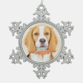 Beagle Hound Dog Schilderij Originele dierlijke ku Tin Sneeuwvlok Ornament (Voorkant)
