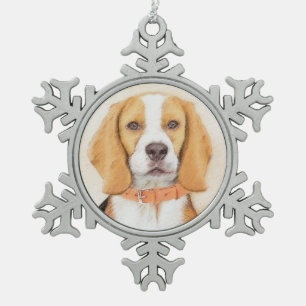 Beagle Hound Dog Schilderij Originele dierlijke ku Tin Sneeuwvlok Ornament