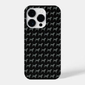 Beagle Hound Dog Silhouet Geel Zwart Raster iPhone Hoesje (Achterkant)