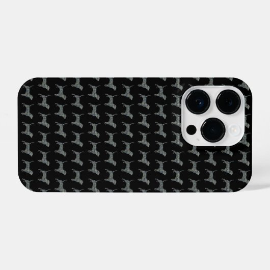 Beagle Hound Dog Silhouet Geel Zwart Raster iPhone Hoesje (Achterkant horizontaal)