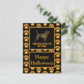 Beagle Hound Dog Silhouet Halloween Sinaasappel Briefkaart (Staand voorkant)
