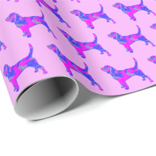 Beagle Hound Dog Silhouet Roze/Blauw Roze Gift Cadeaupapier